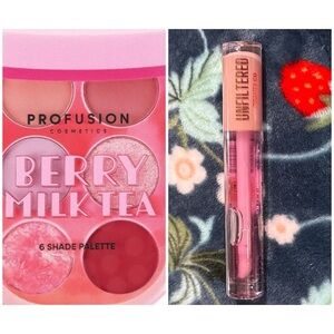 Bundle Berry Milk Tea Palette & Unfiltered Beauty Co Pout Potion Lip Oil! New!